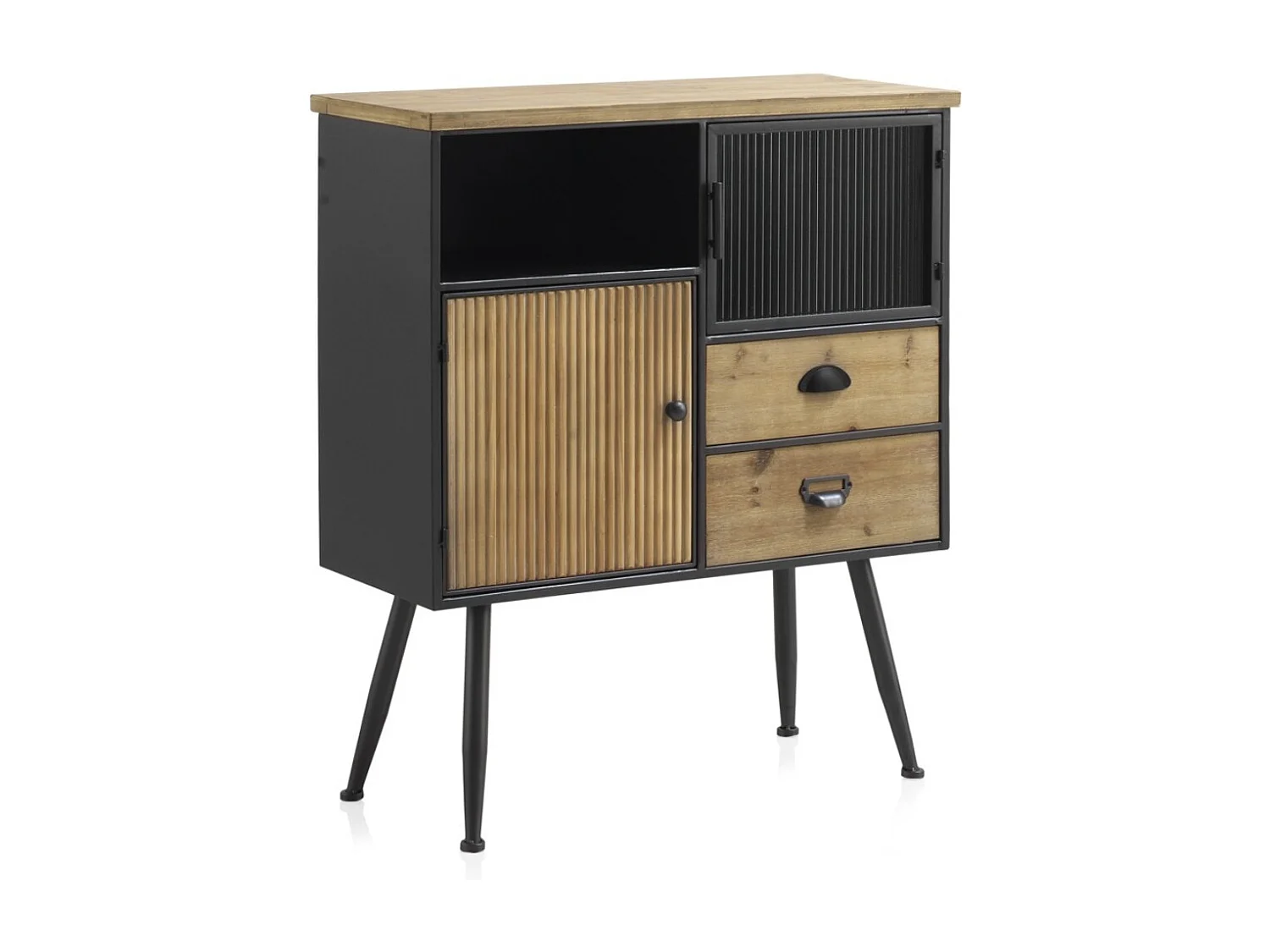 Commode en métal avec dessus en bois