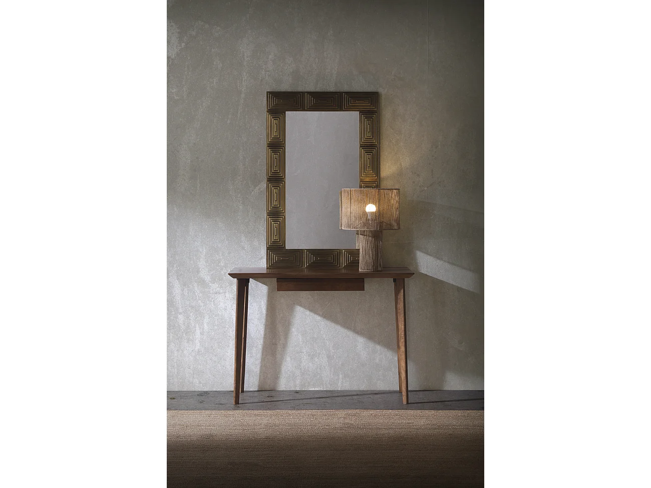 Console avec un tiroir en bois d'acacia massif