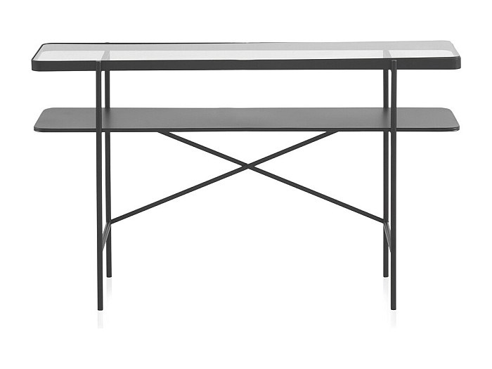 Henn&Hart Tavolo Consolle Industriale In Metallo E Vetro – Lunghezza 64 Pollici (162,5 Cm), Finitura Ottone - 5