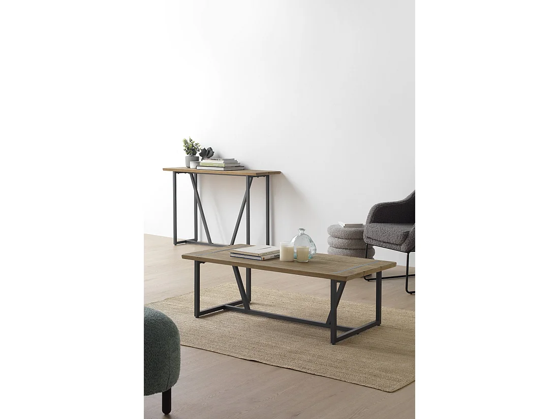 Konsole aus Metall mit Holzplatte