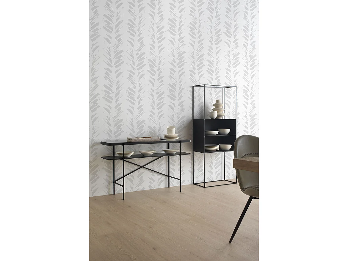 Console en métal noir avec plateau en verre