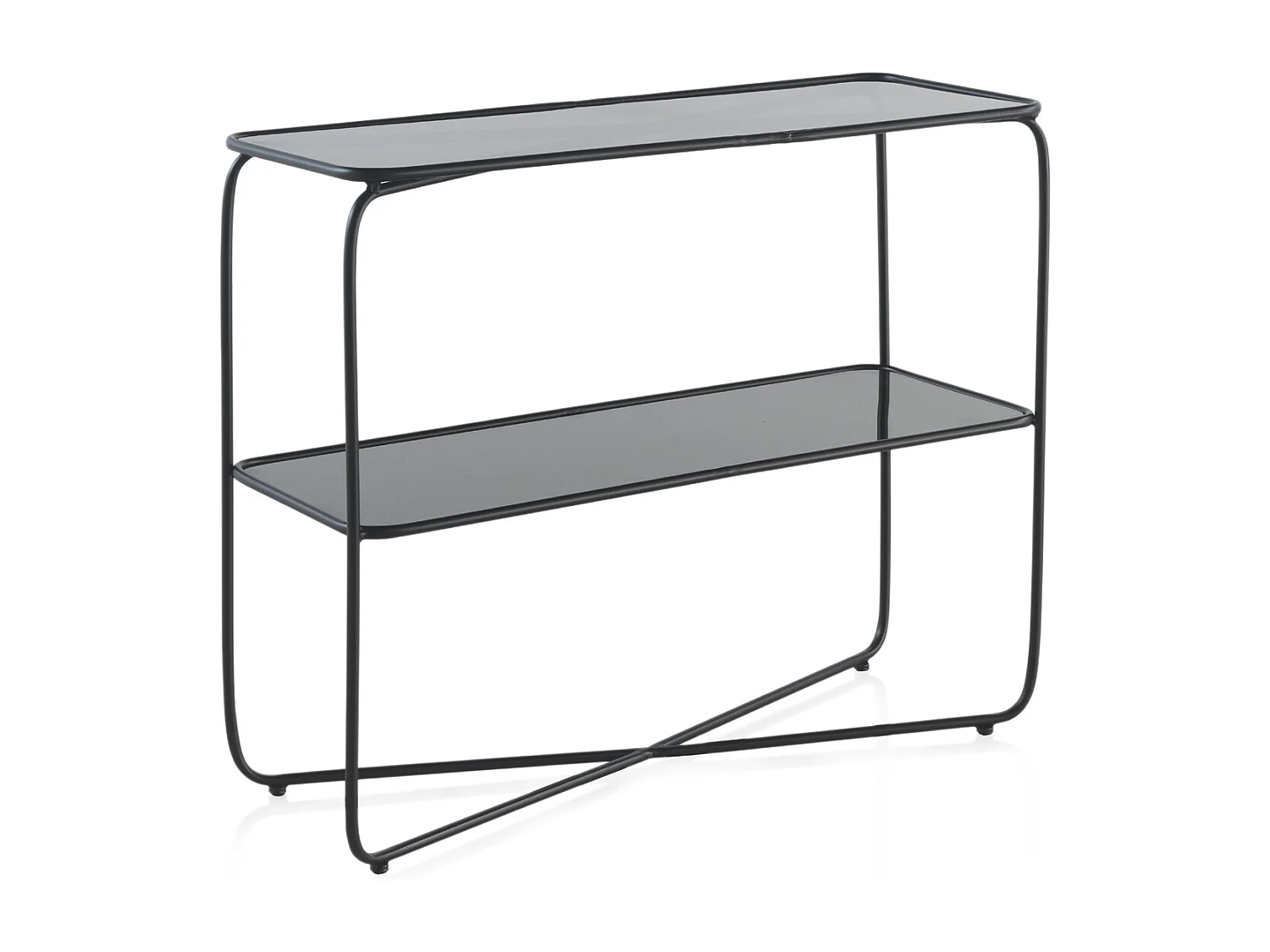 Table console en métal avec verre