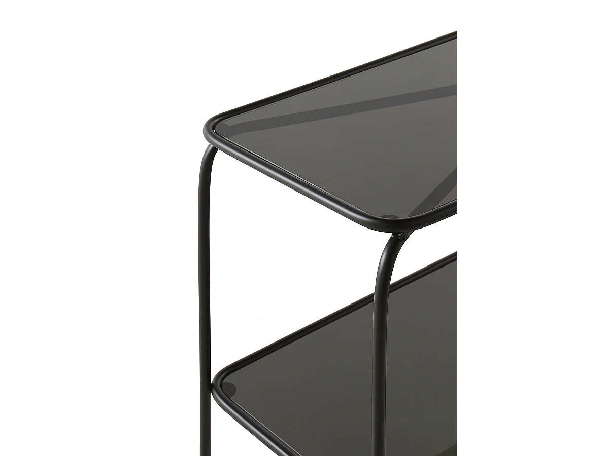 Table console en métal avec verre