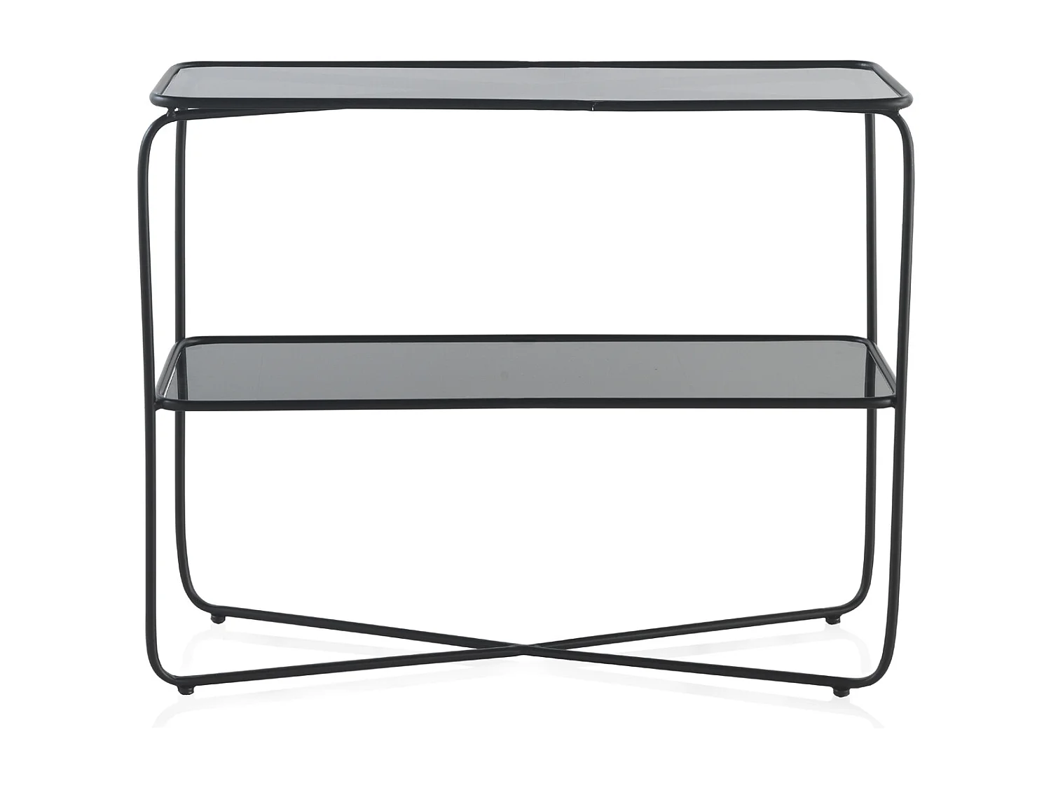 Table console en métal avec verre