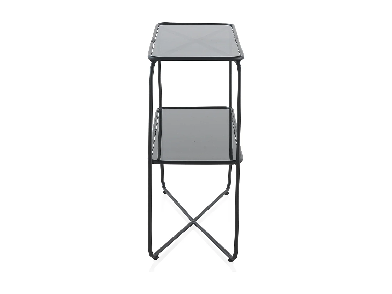 Table console en métal avec verre