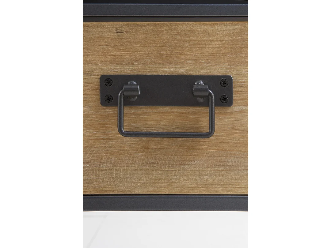 TV-Ständer aus Metall mit Holzplatte