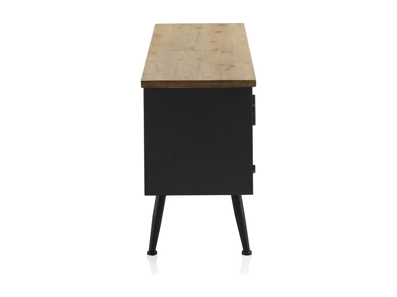 TV-Ständer aus Metall mit Holzplatte