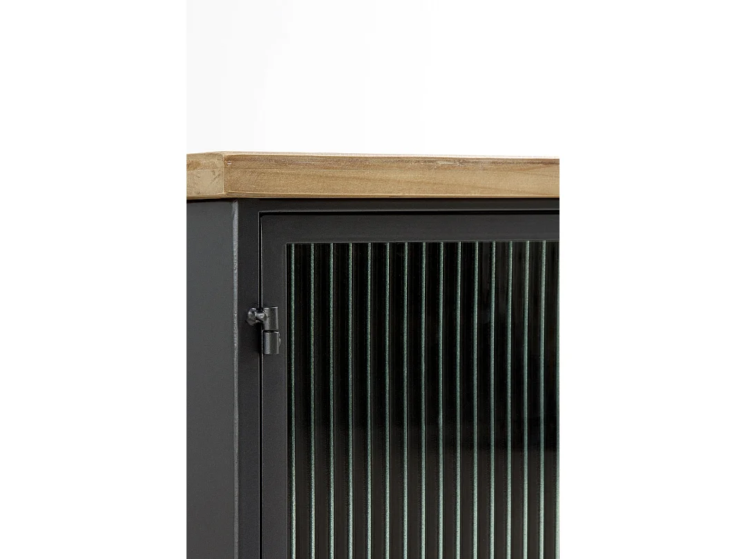 TV-Ständer aus Metall mit Holzplatte