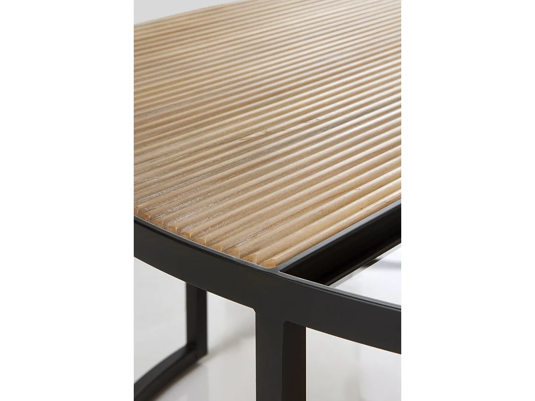 Table basse en métal avec bois et verre