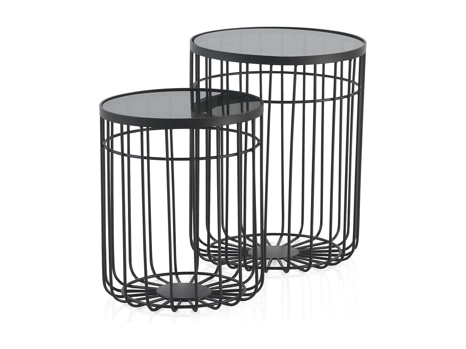 Lot de 2 tables d'appoint en métal avec verre