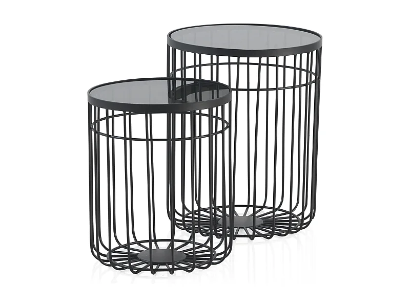 2er Set Metallbeineeistelltischen mit Glas