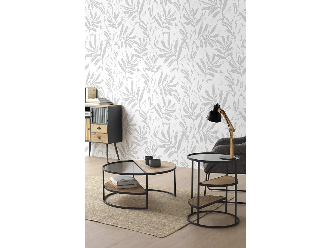 Tavolino in legno con gambe in metallo