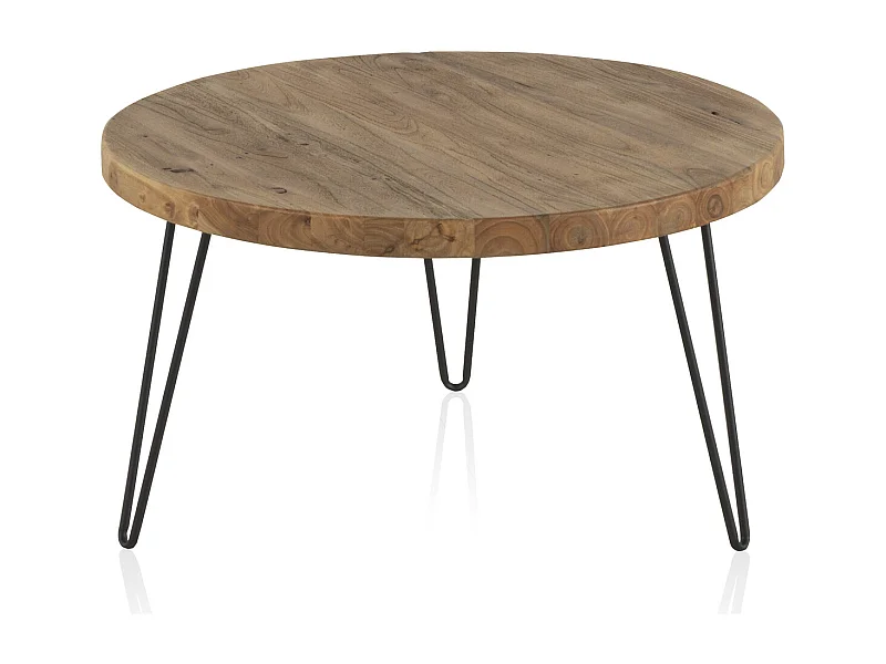 Couchtisch aus altem Ulmenholz mit Metallbeine