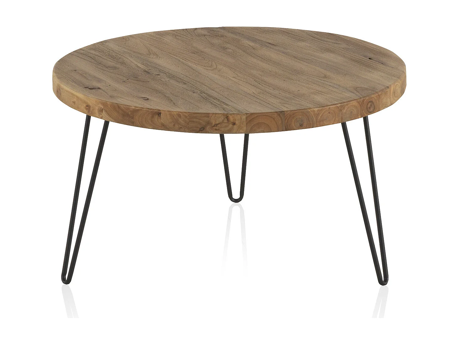 Mesa centro madera de olmo viejo patas metálicas