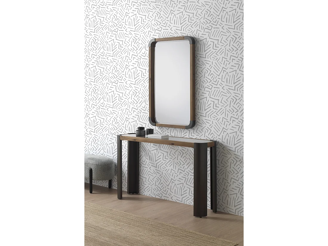 Espejo de madera con cantos de metal 67x113 cm