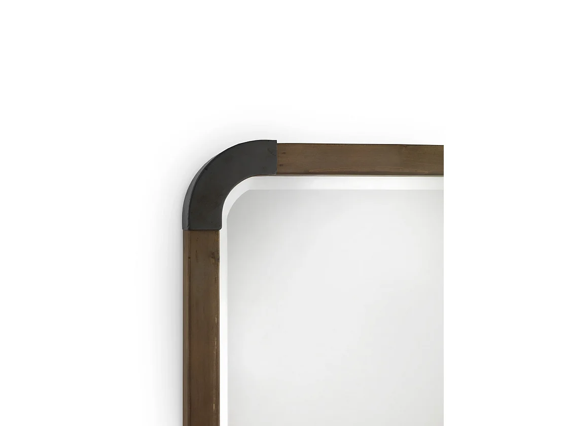 Espelho de madeira com rebordos metálicos 67x113 cm