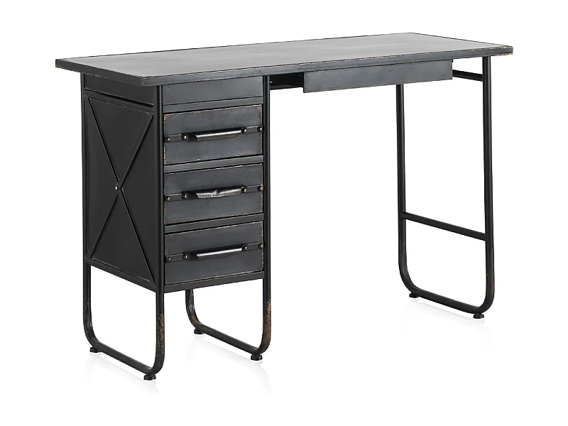 Bureau 4 tiroirs structure métal