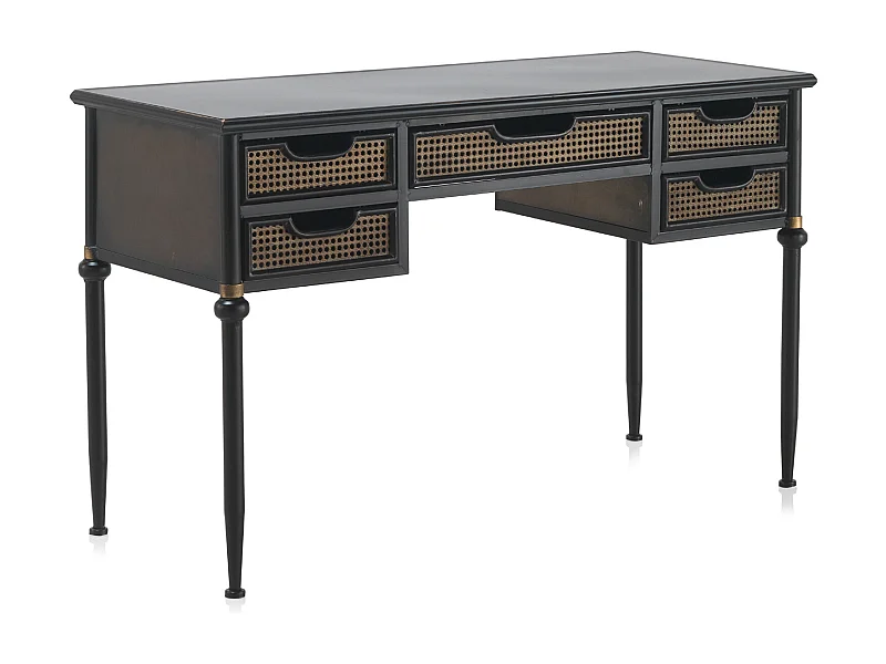 Bureau à tiroirs en bronze avec structure en métal noir