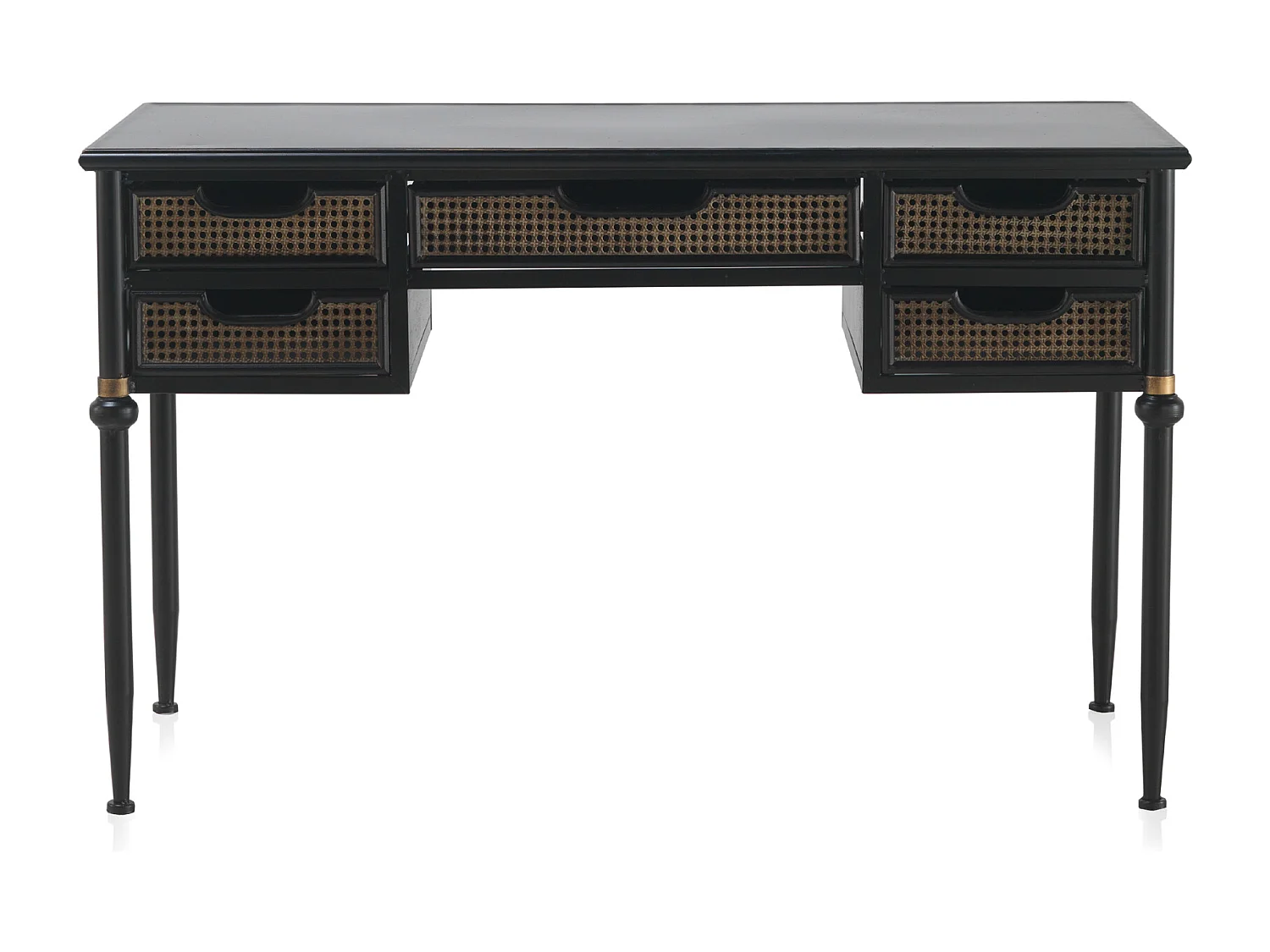 Bureau à tiroirs en bronze avec structure en métal noir