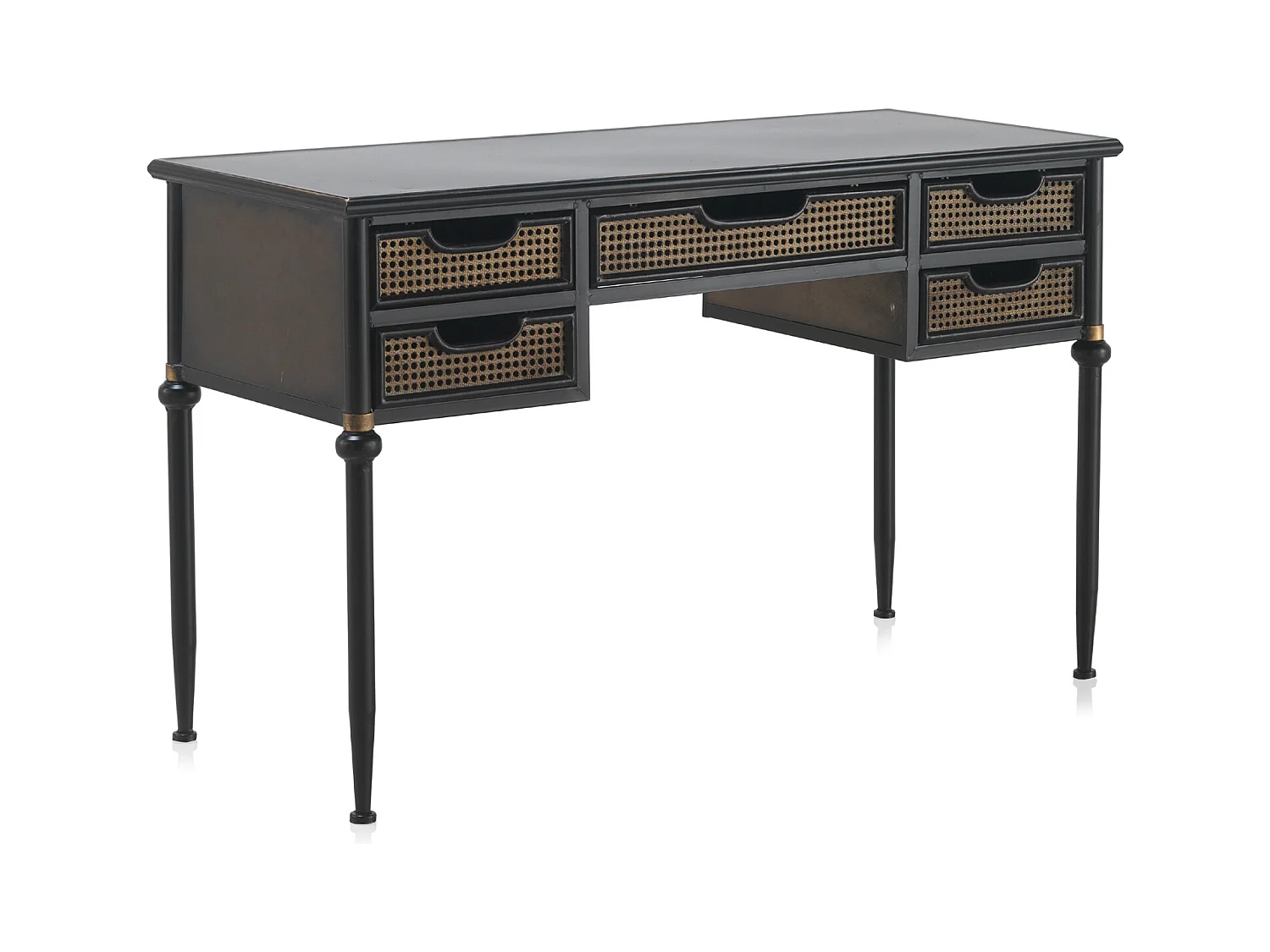Bureau à tiroirs en bronze avec structure en métal noir