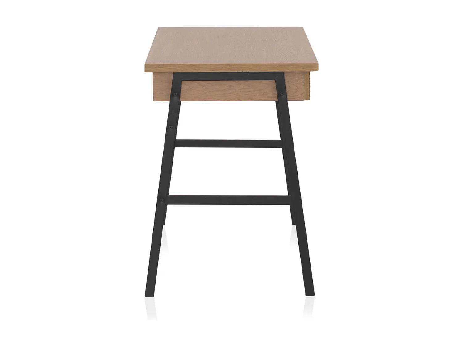 Bureau en placage de frêne naturel avec pieds en métal noir