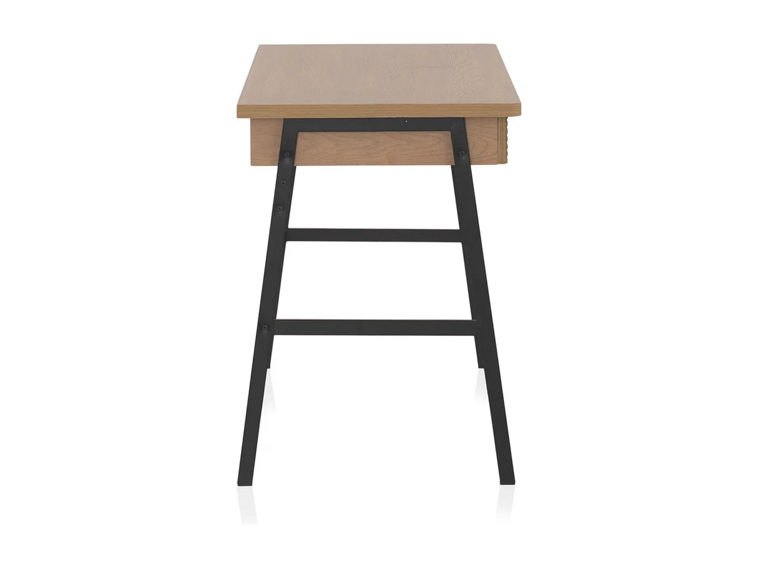 Bureau en placage de frêne naturel avec pieds en métal noir