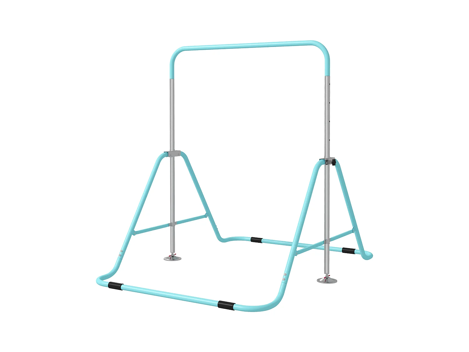 Barre fixe de gymnastique enfant - barre de gymnastique pliable hauteur réglable 4 niv. 88 à 128 cm - acier bleu ciel