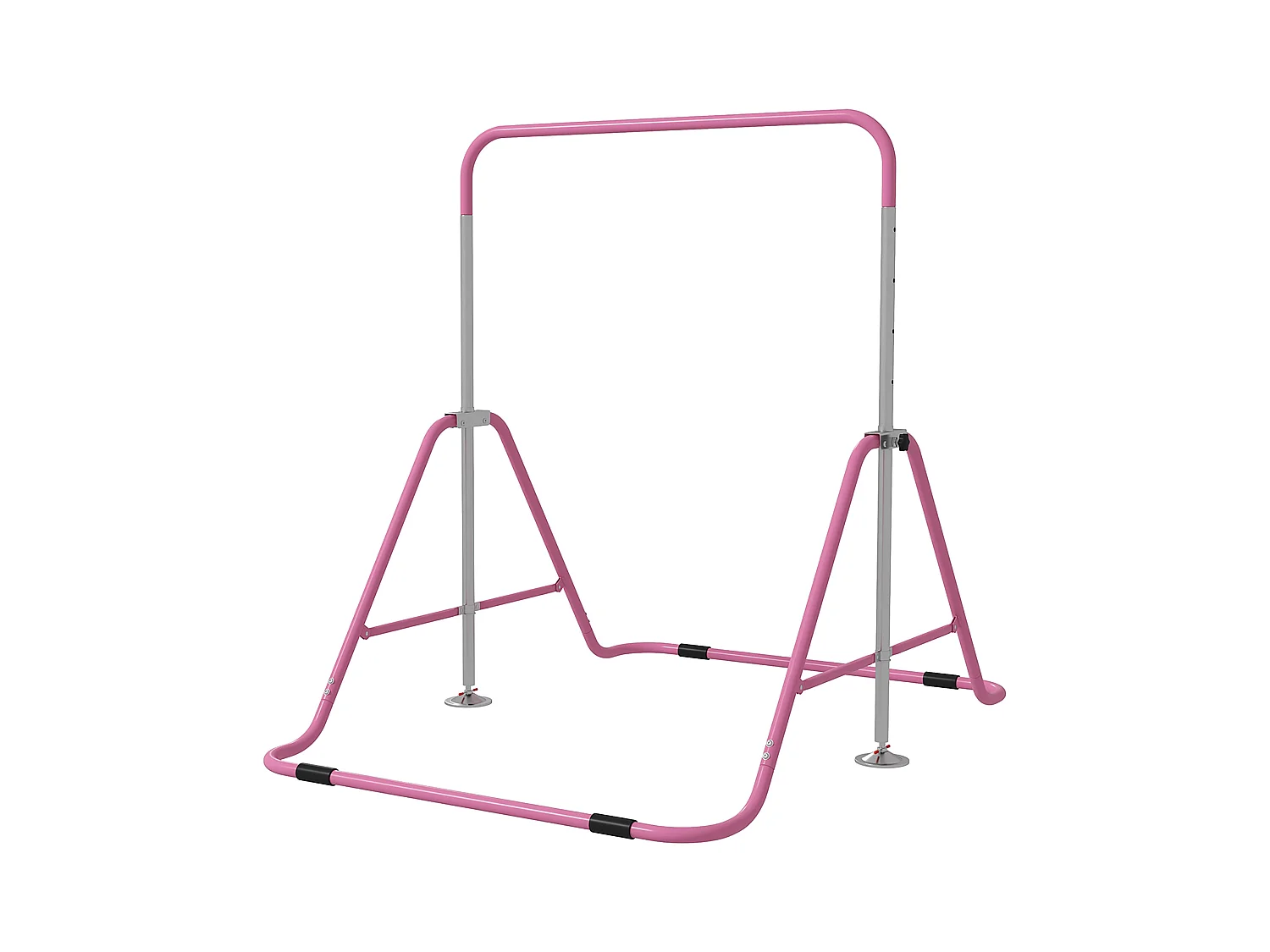 Barre fixe de gymnastique enfant - barre de gymnastique pliable hauteur réglable 4 niv. 88 à 128 cm - acier rose