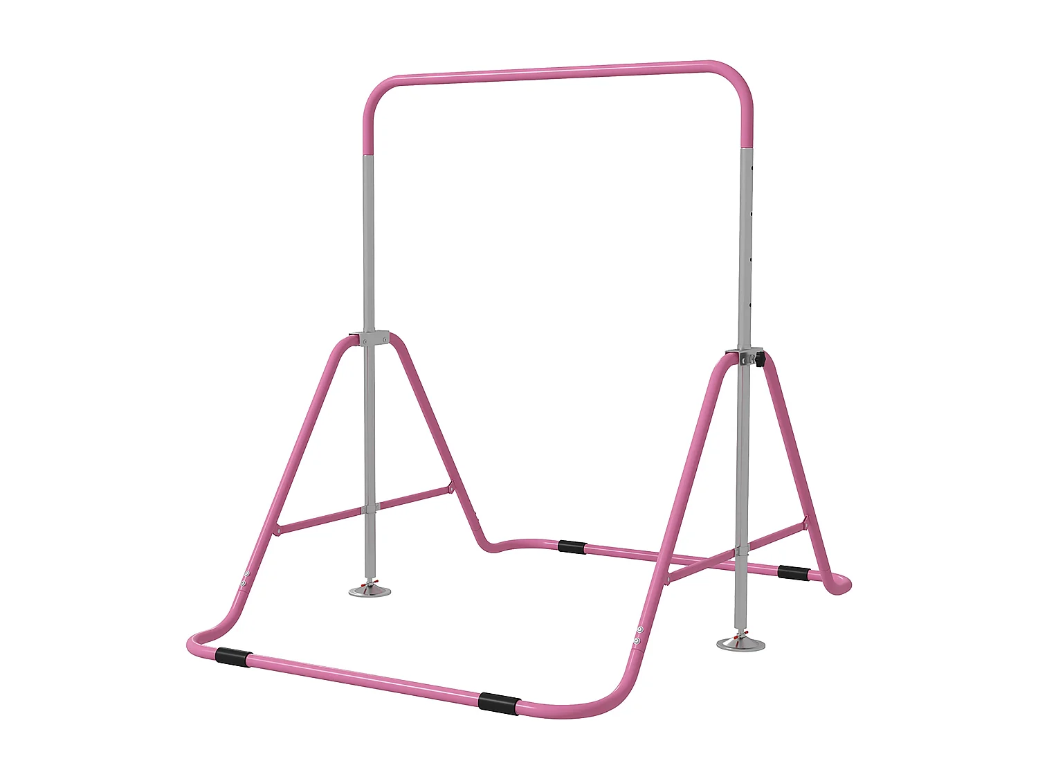 Barre fixe de gymnastique enfant - barre de gymnastique pliable hauteur réglable 4 niv. 88 à 128 cm - acier rose