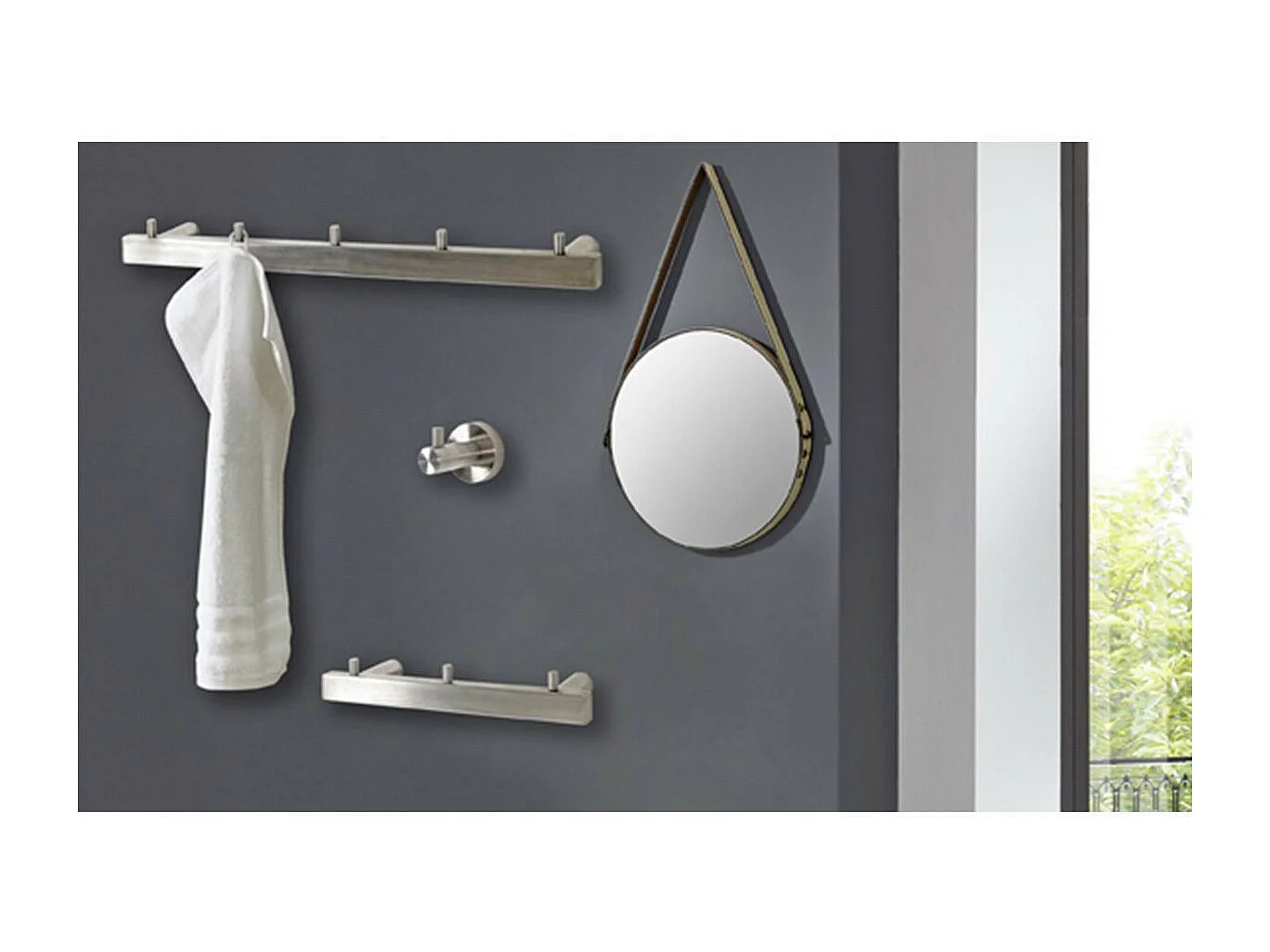 Porte-Serviettes en Inox "3 Crochets" 26cm Argent