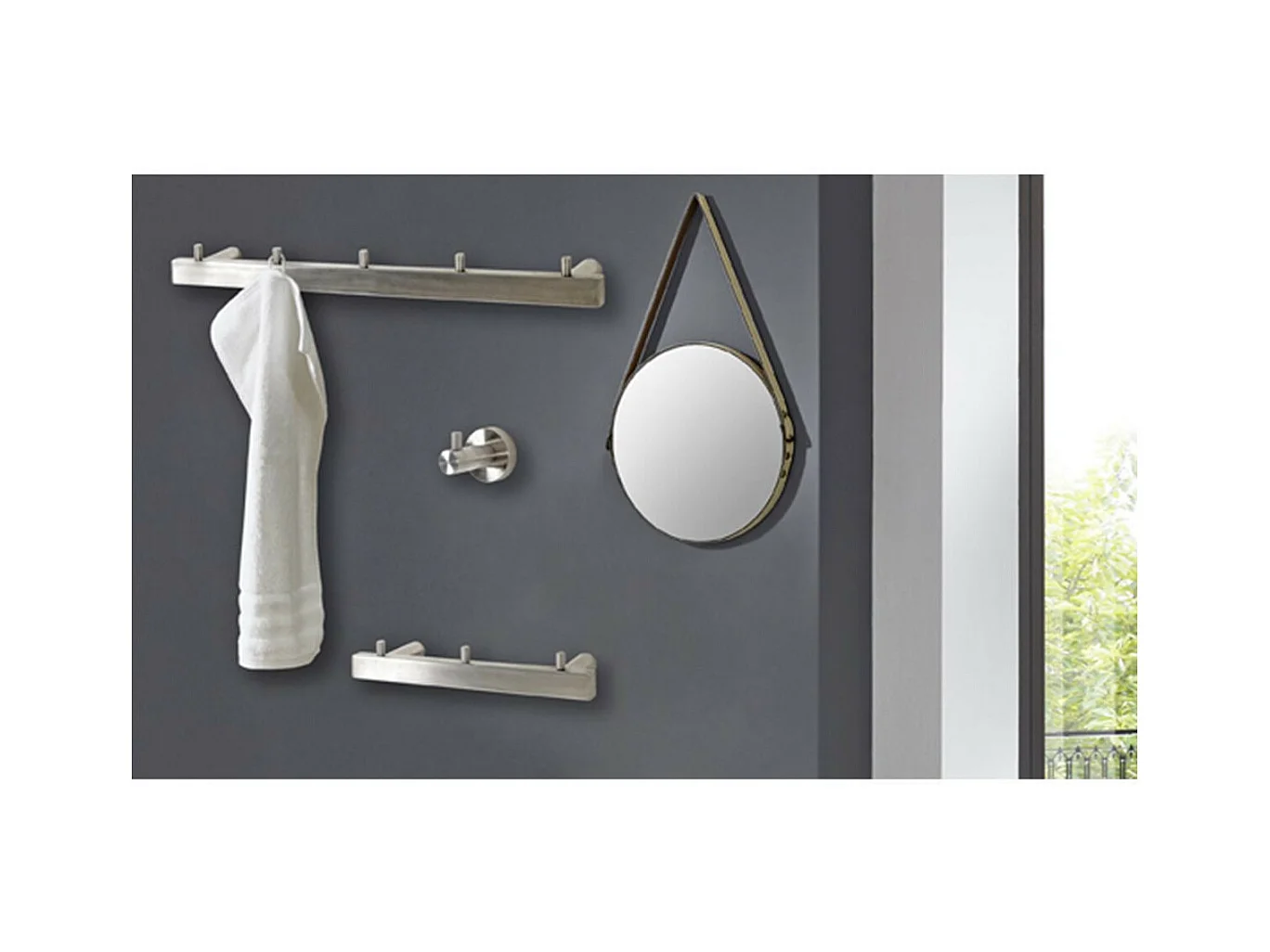 Porte-Serviettes en Inox "5 Crochets" 46cm Argent