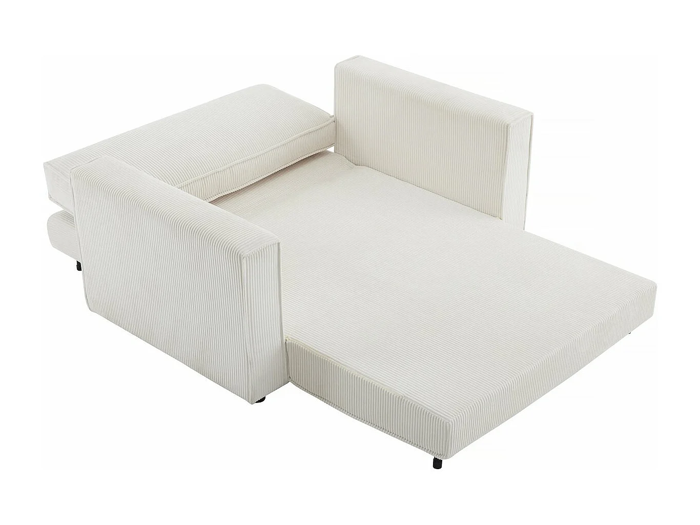 Sofá reto conversível em veludo cotelê "Grenelle" - 2 lugares - Bege, design elegante e confortável