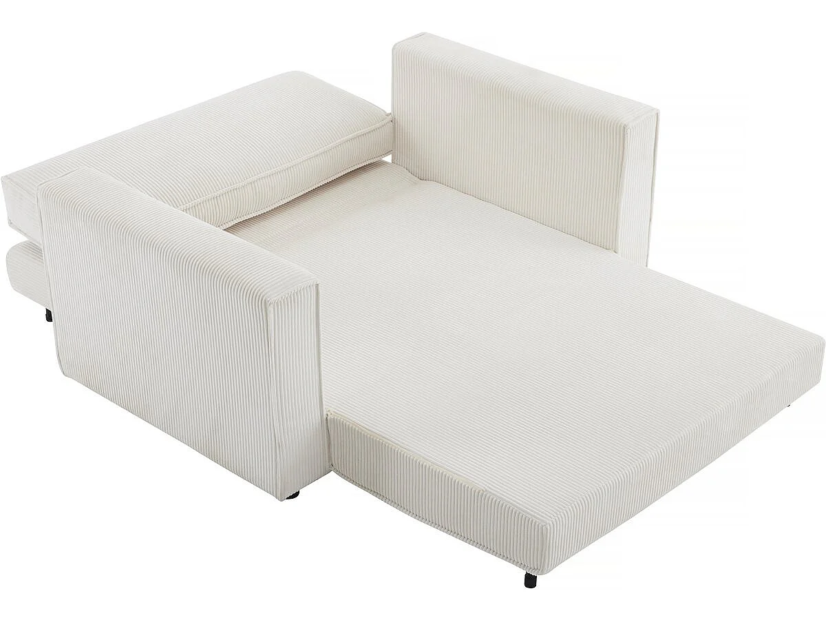 Canapé convertible 2 places en velours côtelé beige GRENELLE