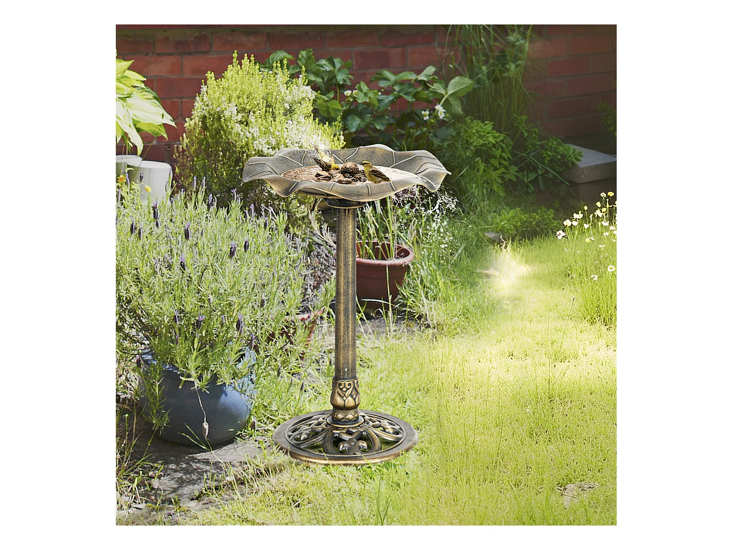Bain d'oiseaux abreuvoir pour oiseaux mangeoire Ø 50 x 71H cm PP bronze antique
