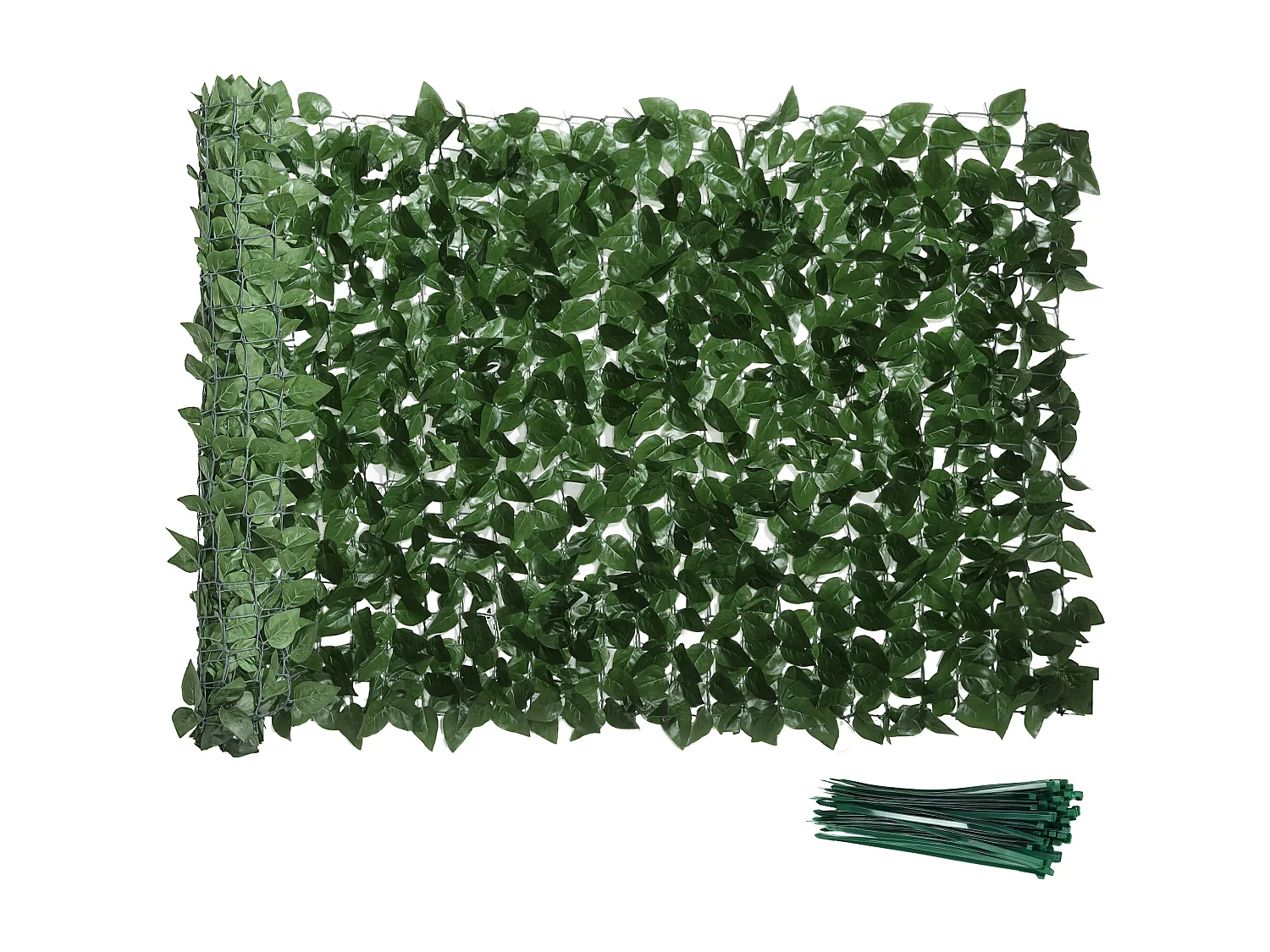 Haie Artificielle Brise-Vue décoration Rouleau 3L x 1H m Feuillage hêtre réaliste Anti-UV, feuilles en soie, Vert foncé