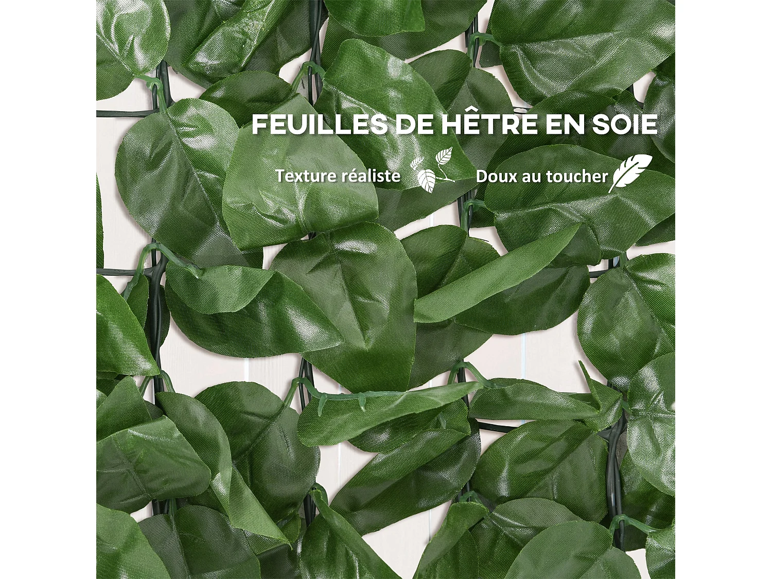Haie Artificielle Brise-Vue décoration Rouleau 3L x 1H m Feuillage hêtre réaliste Anti-UV, feuilles en soie, Vert foncé