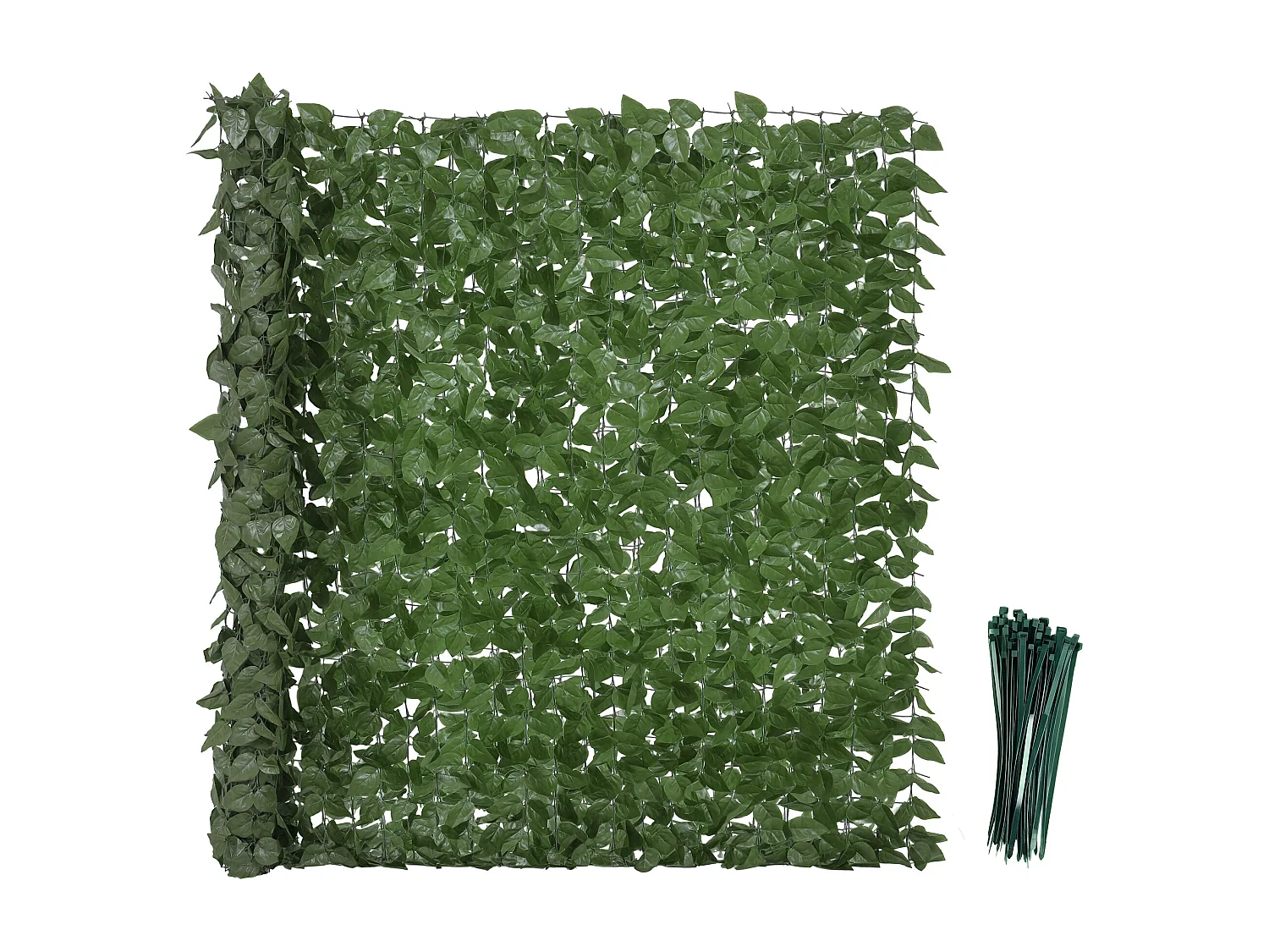 Haie Artificielle Brise-Vue décoration Rouleau 3L x 1,5H m Feuillage hêtre réaliste Anti-UV, feuilles en soie, Vert foncé
