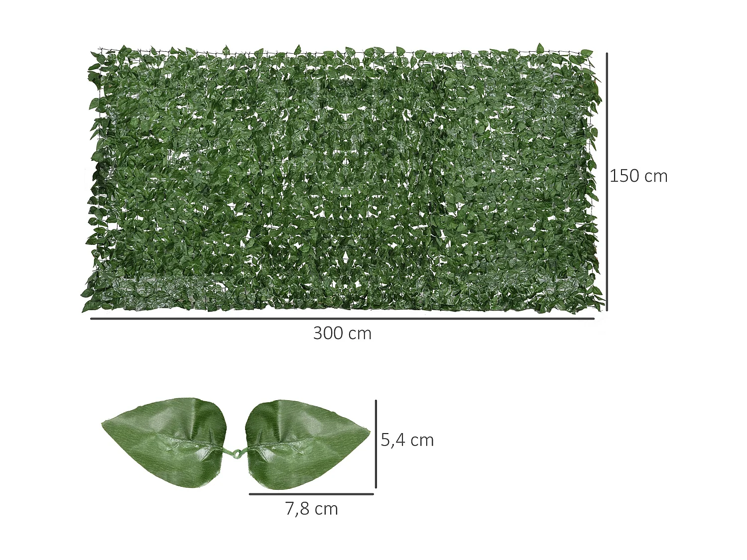 Haie Artificielle Brise-Vue décoration Rouleau 3L x 1,5H m Feuillage hêtre réaliste Anti-UV, feuilles en soie, Vert foncé