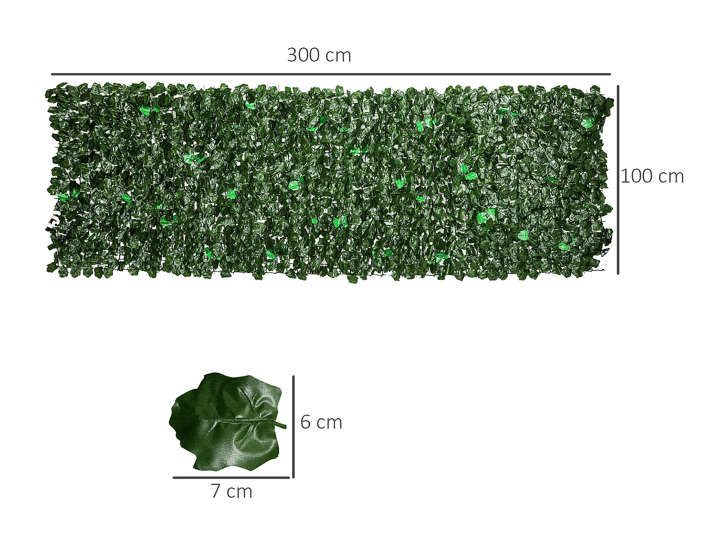 Haie artificielle lierre brise-vue rouleau dim. 3L x 1H m feuillage réaliste anti-UV vert