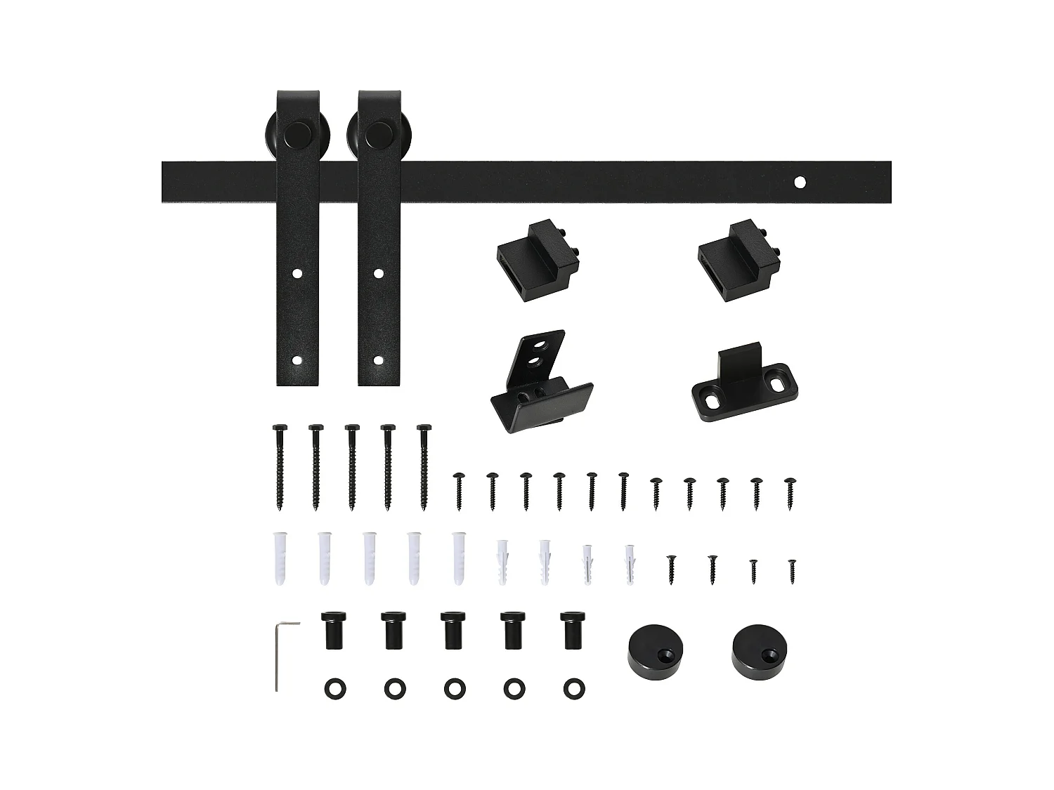 Kit de porte coulissante système galandage porte ép. 35-45/40-45 mm longueur totale rail 2 m charge max. 20 Kg acier au carbone noir