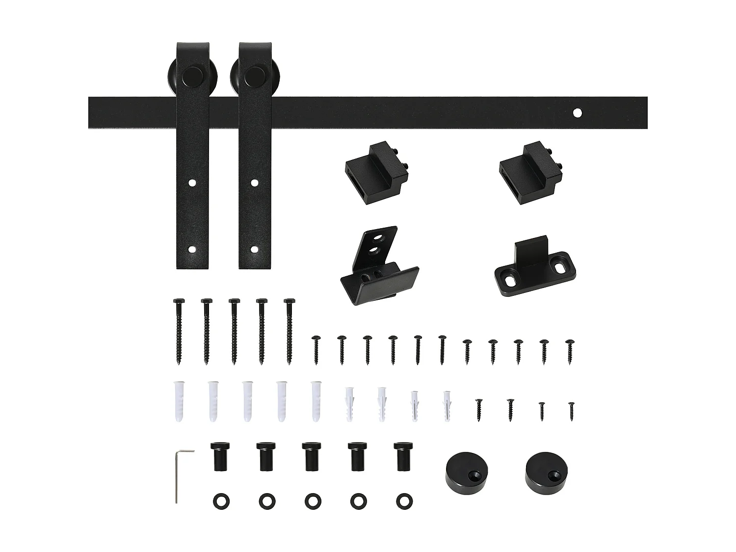 Kit de porte coulissante système galandage porte ép. 35-45/40-45 mm longueur totale rail 2 m charge max. 20 Kg acier au carbone noir