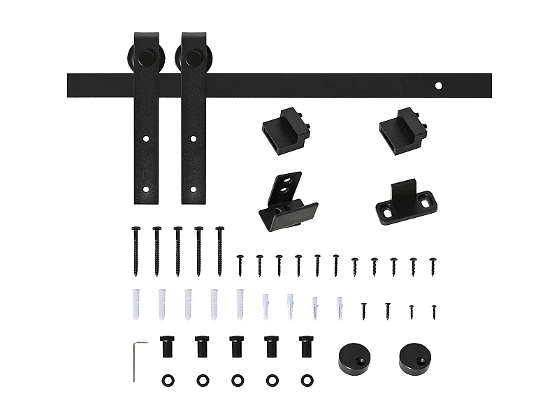 Kit de porte coulissante système galandage porte ép. 35-45/40-45 mm longueur totale rail 2 m charge max. 20 Kg acier au carbone noir