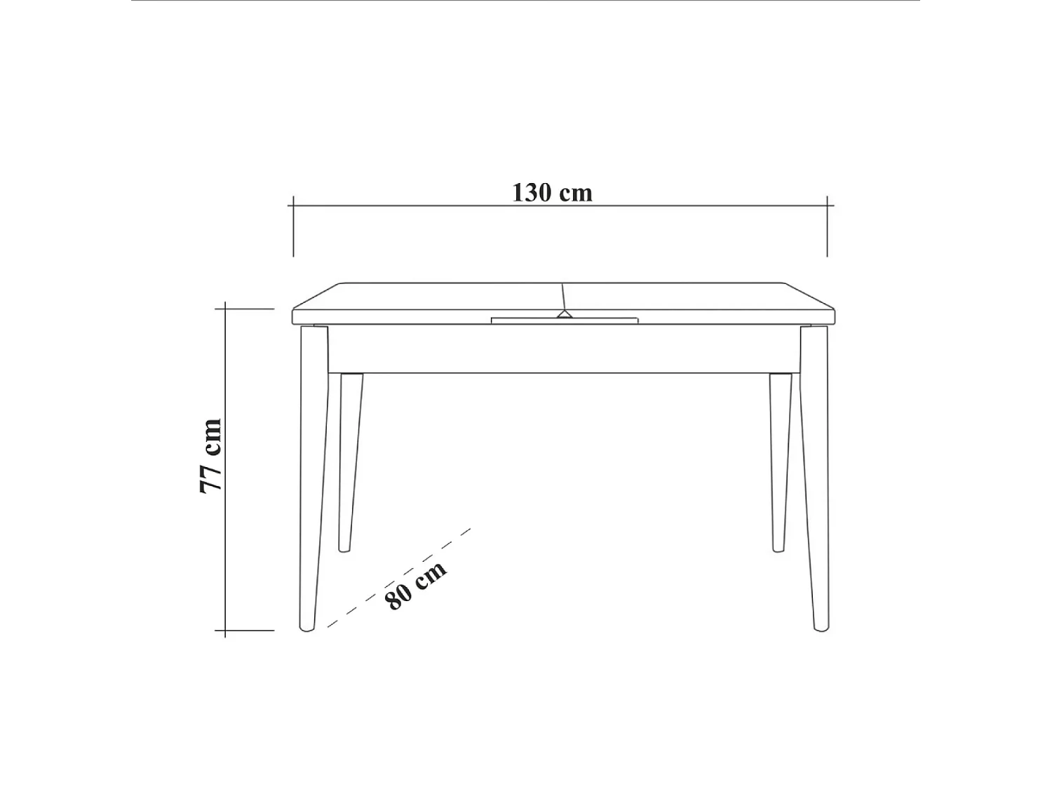 Uitschuifbare houten tafel DYNIA voor maximaal 6 personen met geïntegreerde opbergruimte