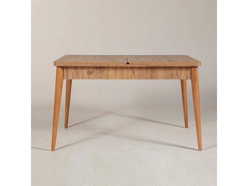 Mesa extensível de madeira DYNIA para até 6 pessoas com espaço de armazenamento integrado