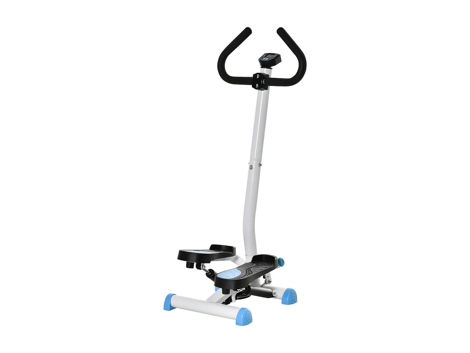 Stepper Fitness avec guidon ergonomique - écran LCD multifonction - résistance réglable - acier blanc bleu noir