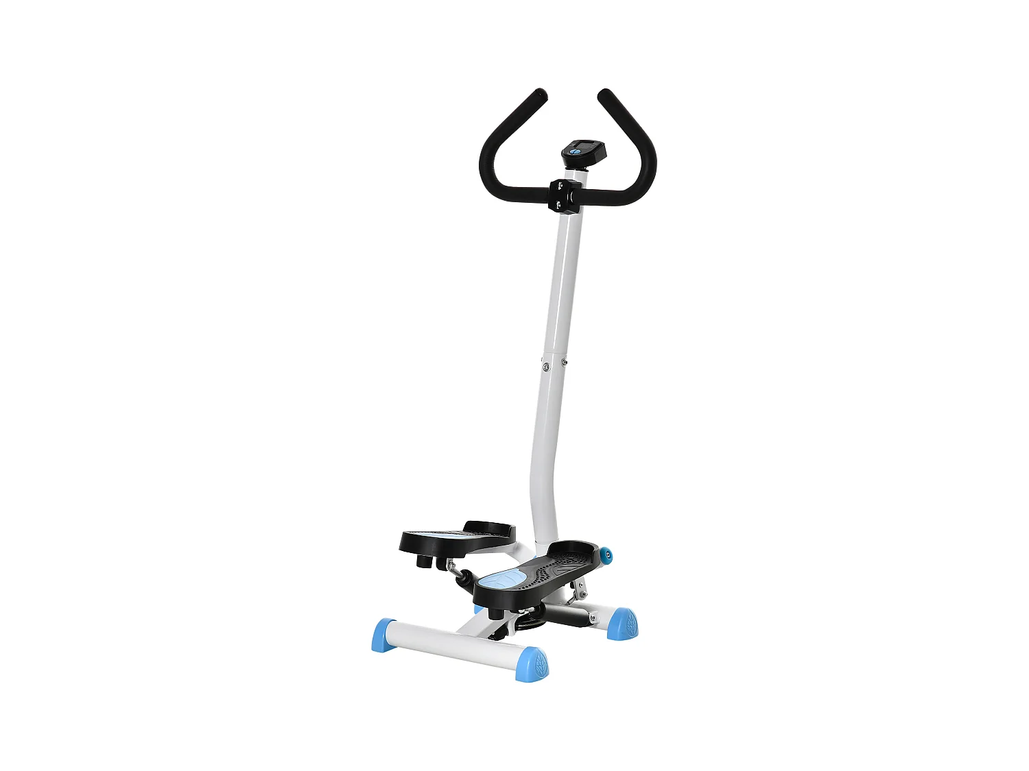 Stepper Fitness avec guidon ergonomique - écran LCD multifonction - résistance réglable - acier blanc bleu noir