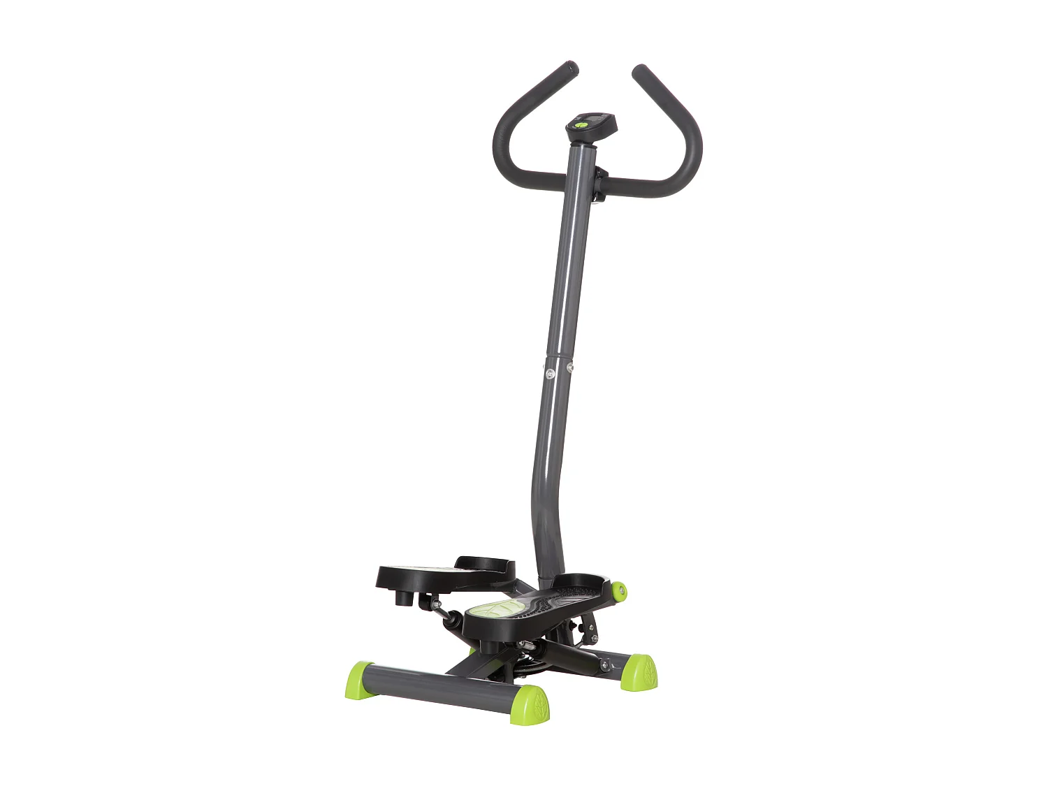 Stepper Fitness avec guidon ergonomique - écran LCD multifonction - résistance réglable - acier gris vert noir
