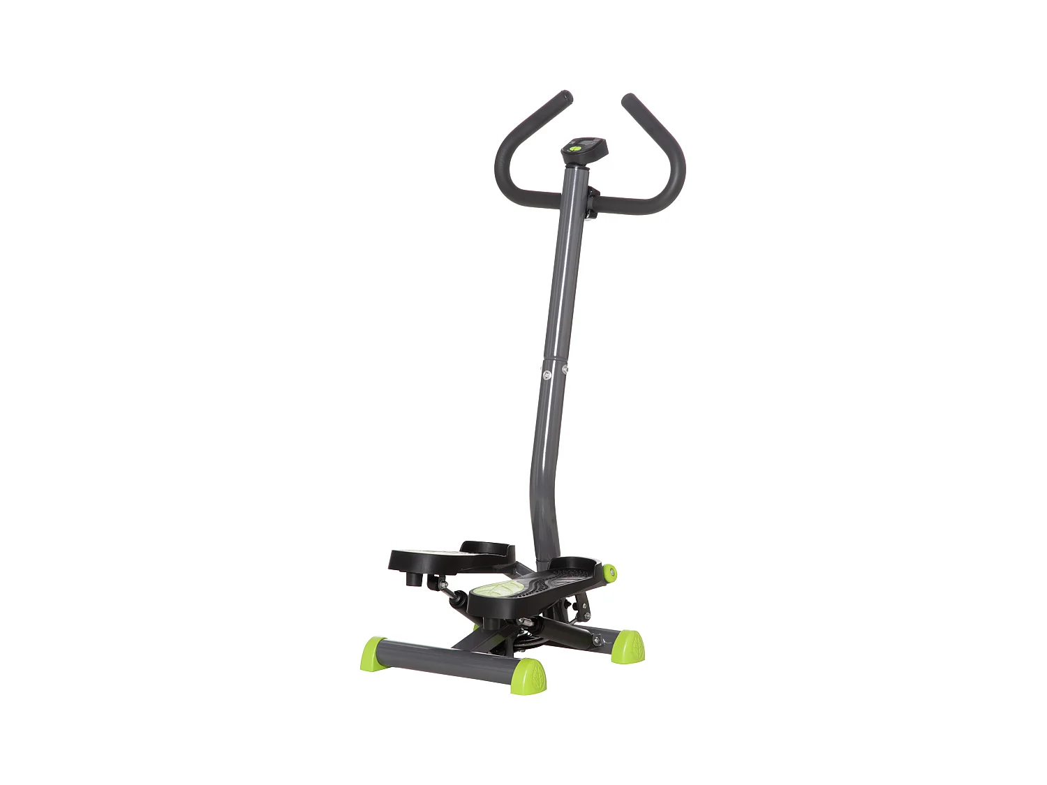 Stepper Fitness avec guidon ergonomique - écran LCD multifonction - résistance réglable - acier gris vert noir