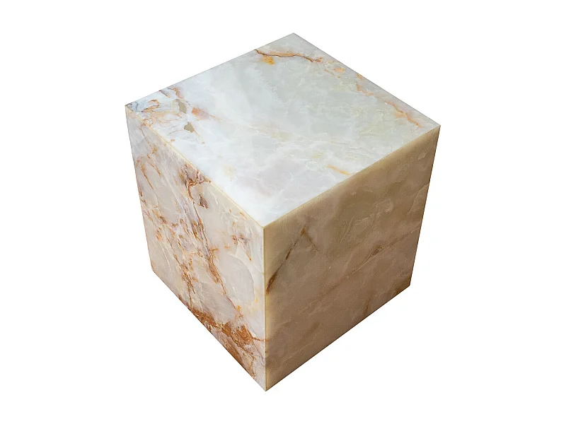 Mesa de centro de mármore dourado com sofisticado ônix verde