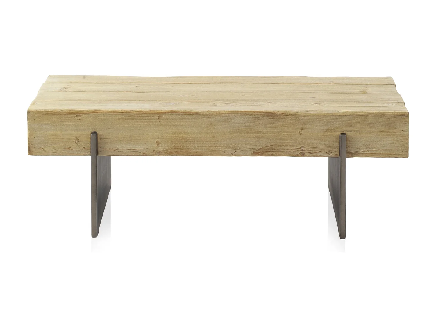 Couchtisch aus furniertem Fichtenholz mit metallfarbenen Beinen